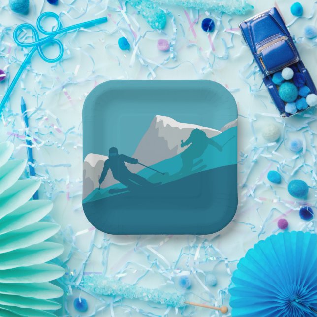Alpine Skiing Ski Party  Paper Plates (Party)