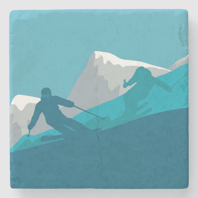  Alpine Skiing   Stone Coaster (Front)