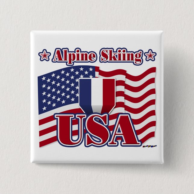 Alpine Skiing USA Pinback Button (Front)