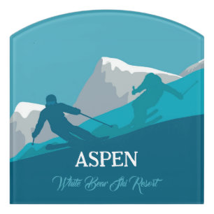 Alpine Skiing Your Name Door Sign