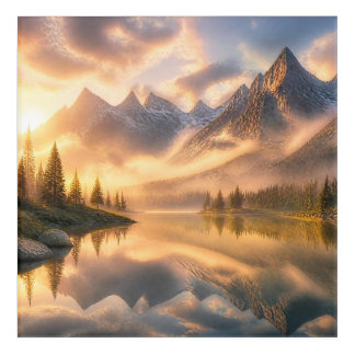 Alpine Sunrise Mountain Lake Poster Acrylic Print