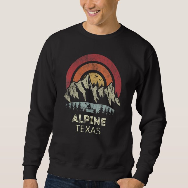 Alpine Texas Mountain Sunset Sunrise Kayaking Sweatshirt (Front)