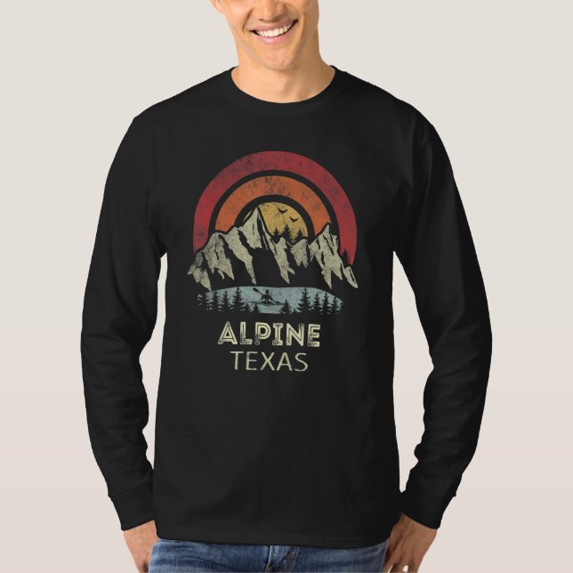 Alpine Texas Mountain Sunset Sunrise Kayaking T-Shirt (Front)