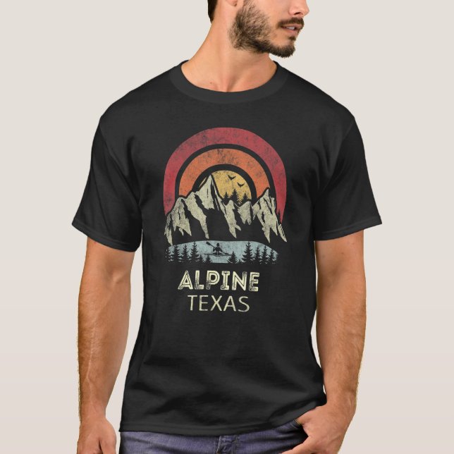 Alpine Texas Mountain Sunset Sunrise Kayaking T-Shirt (Front)