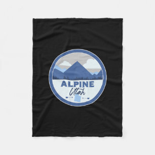 Alpine Utah Ut Mountains Badge Hiking Souvenir Fleece Blanket