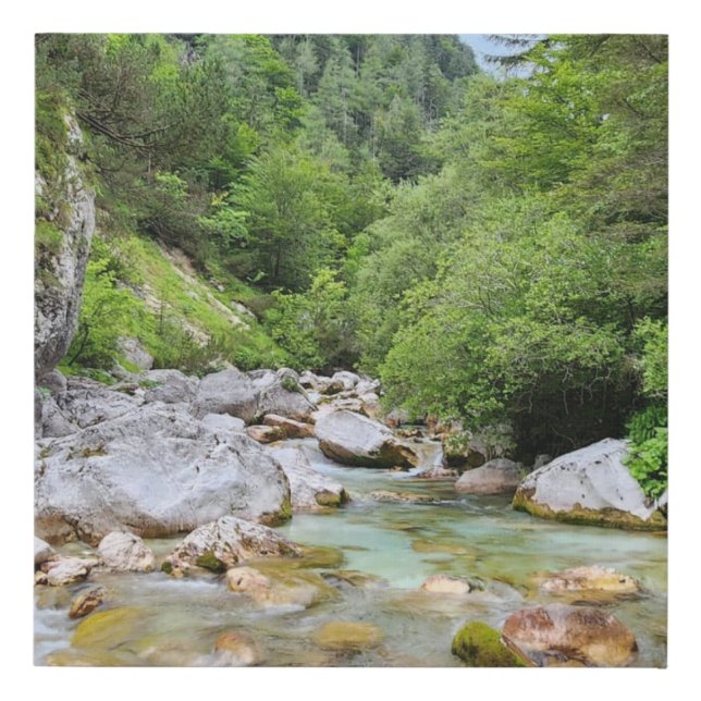 Alpine Valley Stream – Turquoise Mountain River Ca Faux Canvas Print (Front)