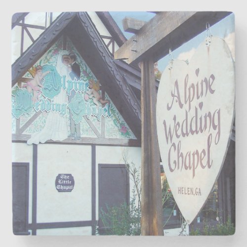 Alpine Wedding Chapel Helen Georgia Stone Coaster
