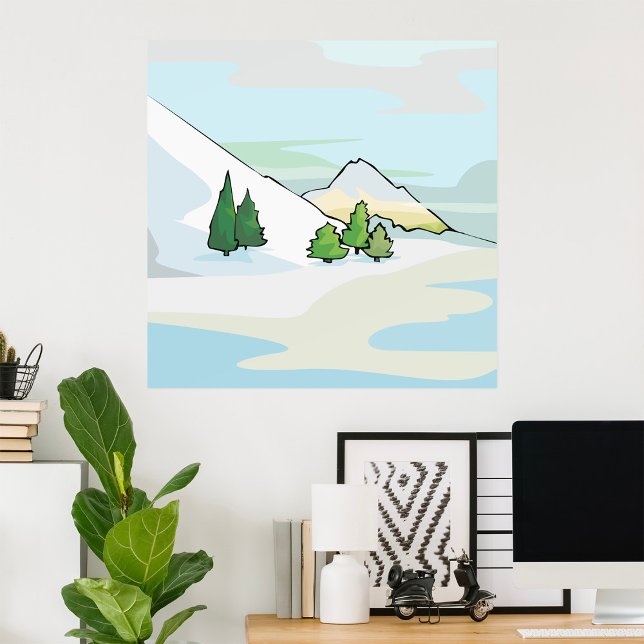 Alpine Winter Landscape with Pine Trees Poster (Creator Uploaded)