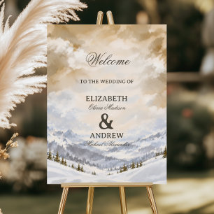 Alpine Winter Watercolor Mountain Elegance Foam Board