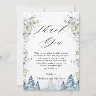 Alpine Winter Wonderland Baby Shower Birthday Thank You Card