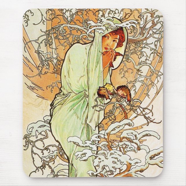 Alpohnse Mucha Winter Mouse Pad (Front)