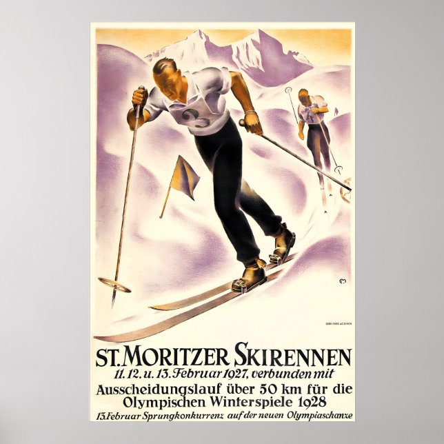 Alps Mountain Cross-country Ski Saint Moritz Poster (Front)