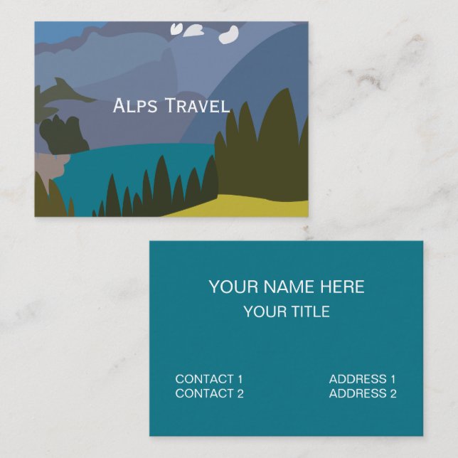 Alps Mountain Lake Travel Business Card (Front/Back)