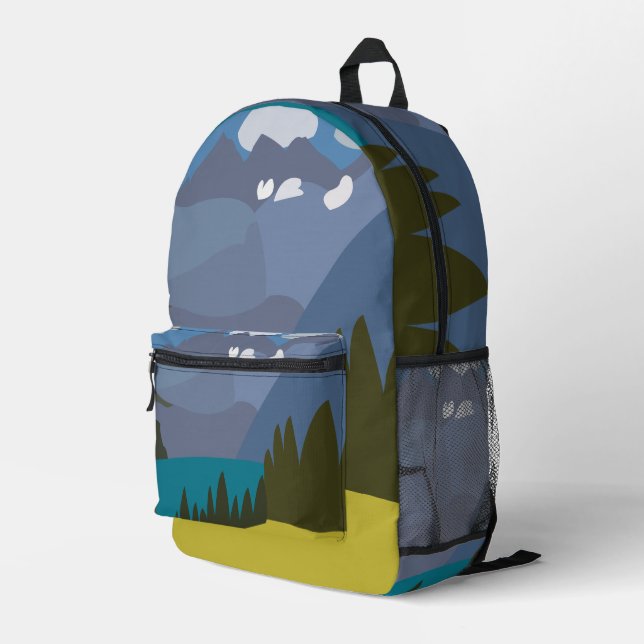 Alps Mountain Lake Travel Printed Backpack (Back Corner Right)