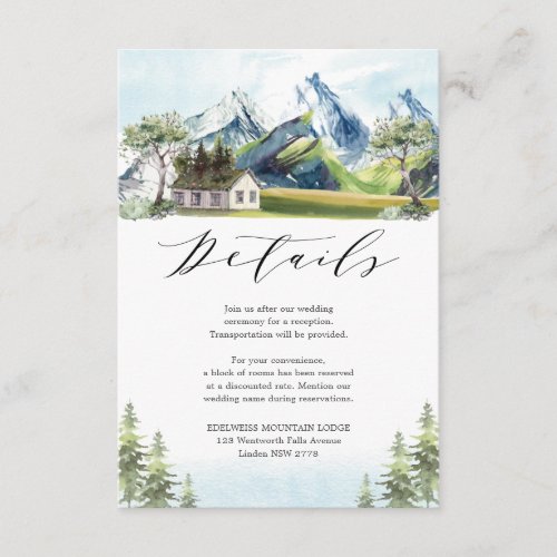 Alps Mountain Landscape Forest Wedding Details Enclosure Card