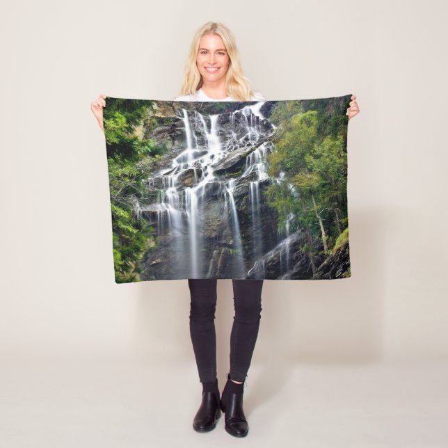 Alps Mountain Top Waterfall Fleece Blanket (In Situ)