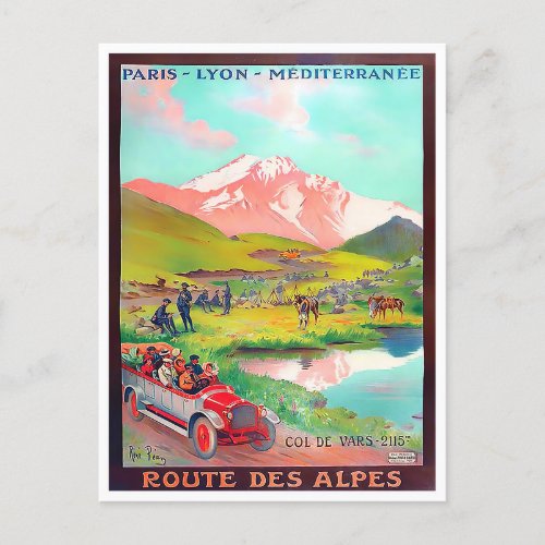 Alps Tour France vintage travel Postcard