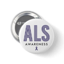 ALS Awareness Blue Ribbon Button