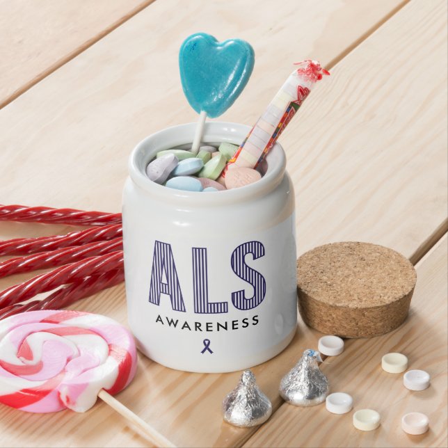 ALS Awareness Blue Ribbon Candy Jar (In Situ)
