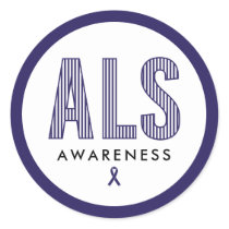 ALS Awareness Blue Ribbon Classic Round Sticker