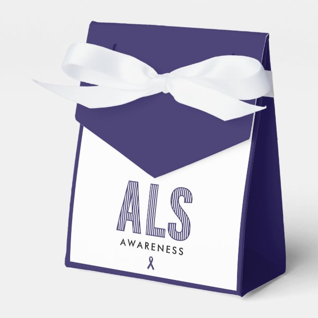 ALS Awareness Blue Ribbon Favor Boxes (Front Side)