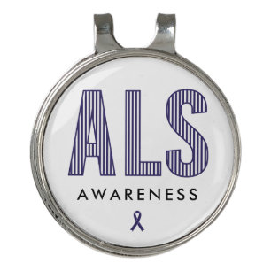 ALS Awareness Blue Ribbon Golf Hat Clip