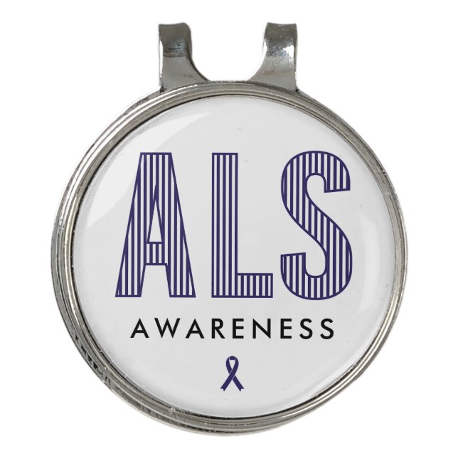 ALS Awareness Blue Ribbon Golf Hat Clip (Front)