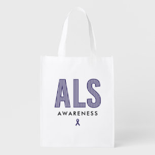 ALS Awareness Blue Ribbon Grocery Bag
