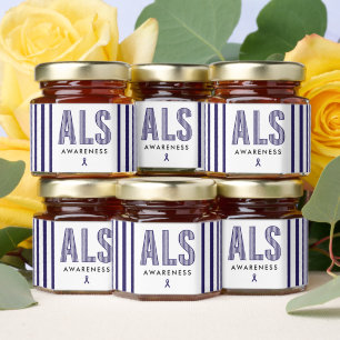 ALS Awareness Blue Ribbon Honey Jar Favors