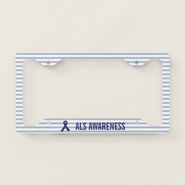 ALS Awareness Blue Ribbon License Plate Frame (Front)