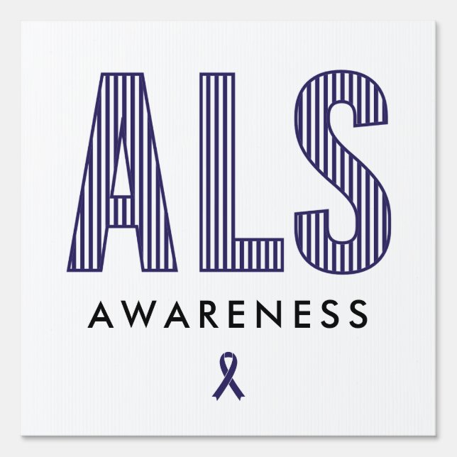 ALS Awareness Blue Ribbon Sign (Front)