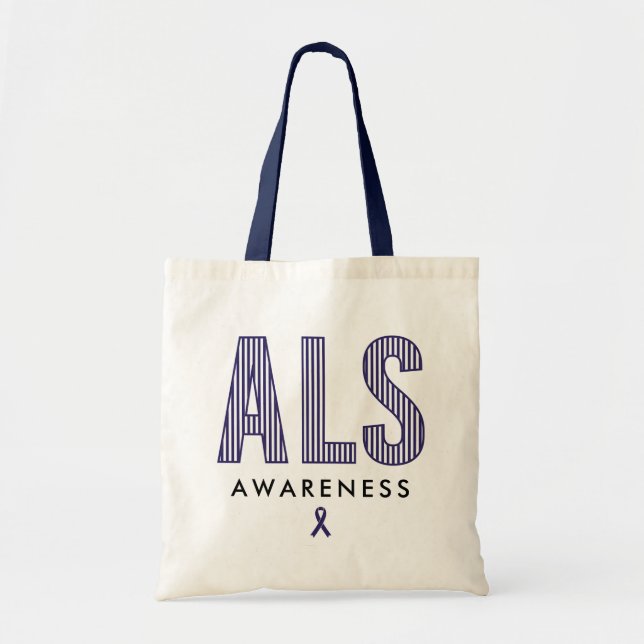 ALS Awareness Blue Ribbon Tote Bag (Front)