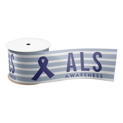 ALS Awareness Blue Stripes Satin Ribbon