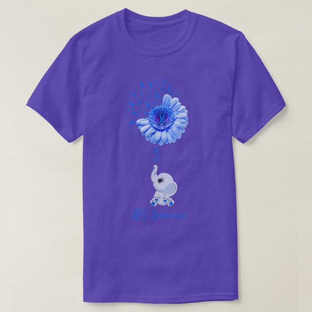 ALS Awareness Faith Elephant Survivor Fighter  T-Shirt (Design Front)
