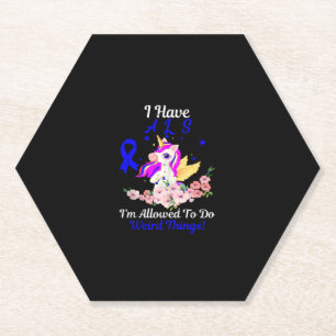 ALS Awareness Funny Unicorn Support Quote Family F Paper Coaster