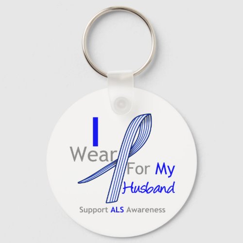 ALS Awareness I Wear ALS Ribbon For My Husband Keychain