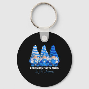 Als Awareness Month Blue Ribbon Gnomies Support Keychain
