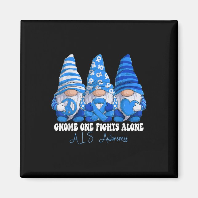 Als Awareness Month Blue Ribbon Gnomies Support  Magnet (Front)