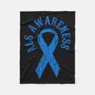 Als Awareness Month Blue Ribbon Shirt Family Tee G Fleece Blanket