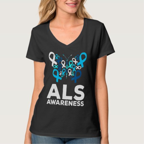 Als Awareness Month Butterfly Ribbons T_Shirt