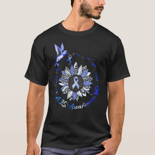 Als Awareness Month Leopard Sunflower Hummingbird T_Shirt