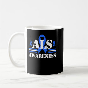 ALS Awareness Patient Support Gift Blue Ribbon Rec Coffee Mug