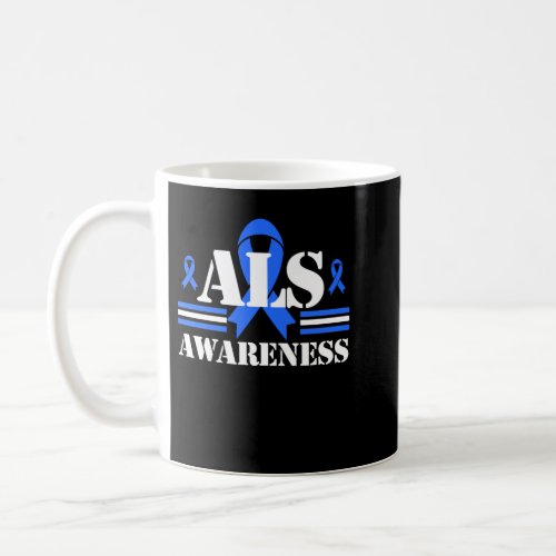 ALS Awareness Patient Support Gift Blue Ribbon Rec Coffee Mug