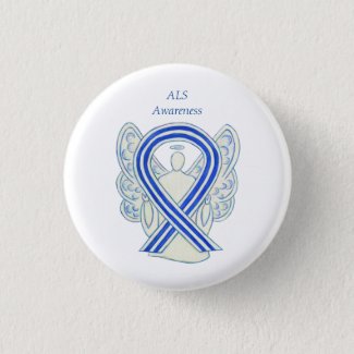 ALS Awareness Ribbon Angel Art Button Pins