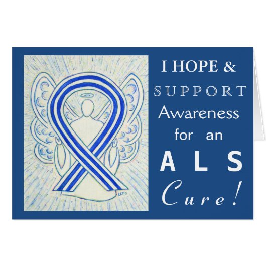 ALS Awareness Ribbon Angel Art Hope Greeting Cards (Front Horizontal)