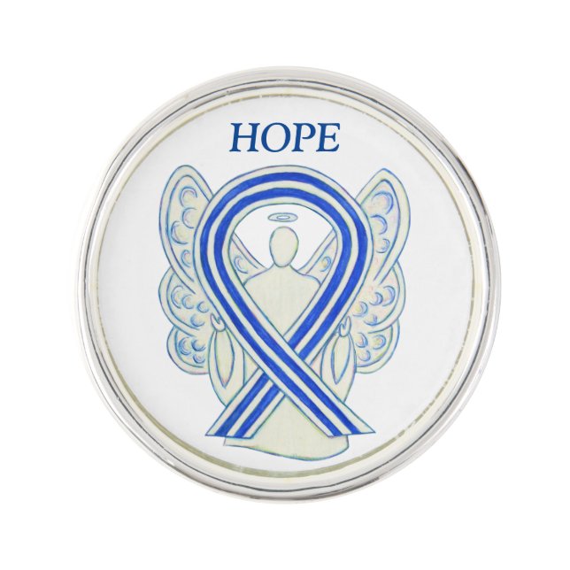 ALS Awareness Ribbon Angel Custom Lapel Pin Art (Front)