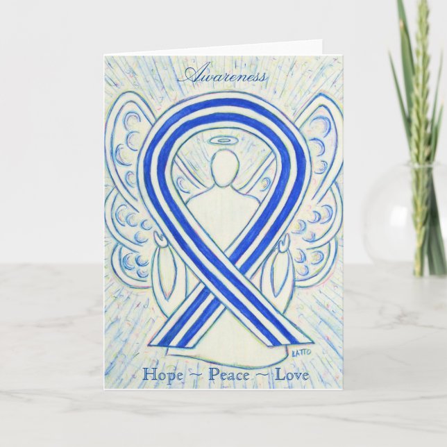 ALS Awareness Ribbon Angel Holiday Greeting Card (Front)