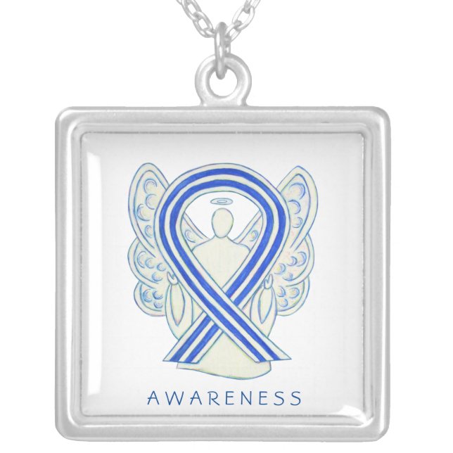 ALS Awareness Ribbon Angel Jewelry Necklace (Front)