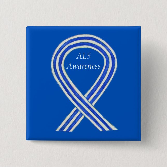 ALS Awareness Ribbon Custom Art Button Pins (Front)