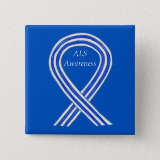 ALS Awareness Ribbon Custom Art Button Pins